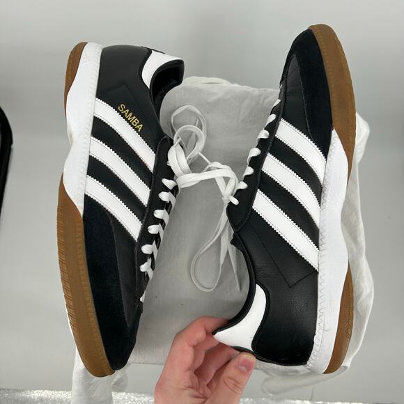 EUC Mens Black White Gum Adidas Samba Millennium Leather Shoes Sz 13.5 088559